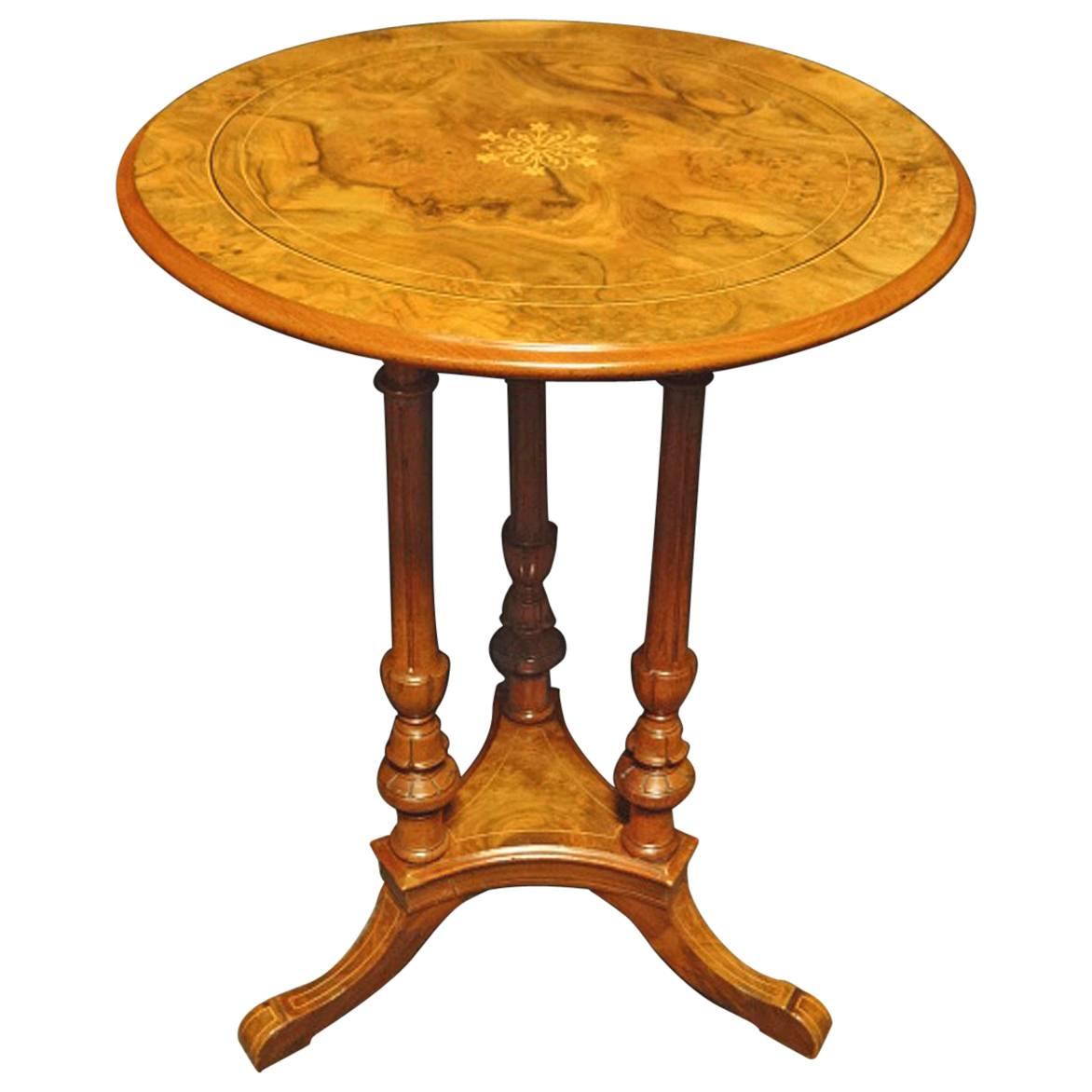 Burr Walnut Inlaid Pedestal Table For Sale
