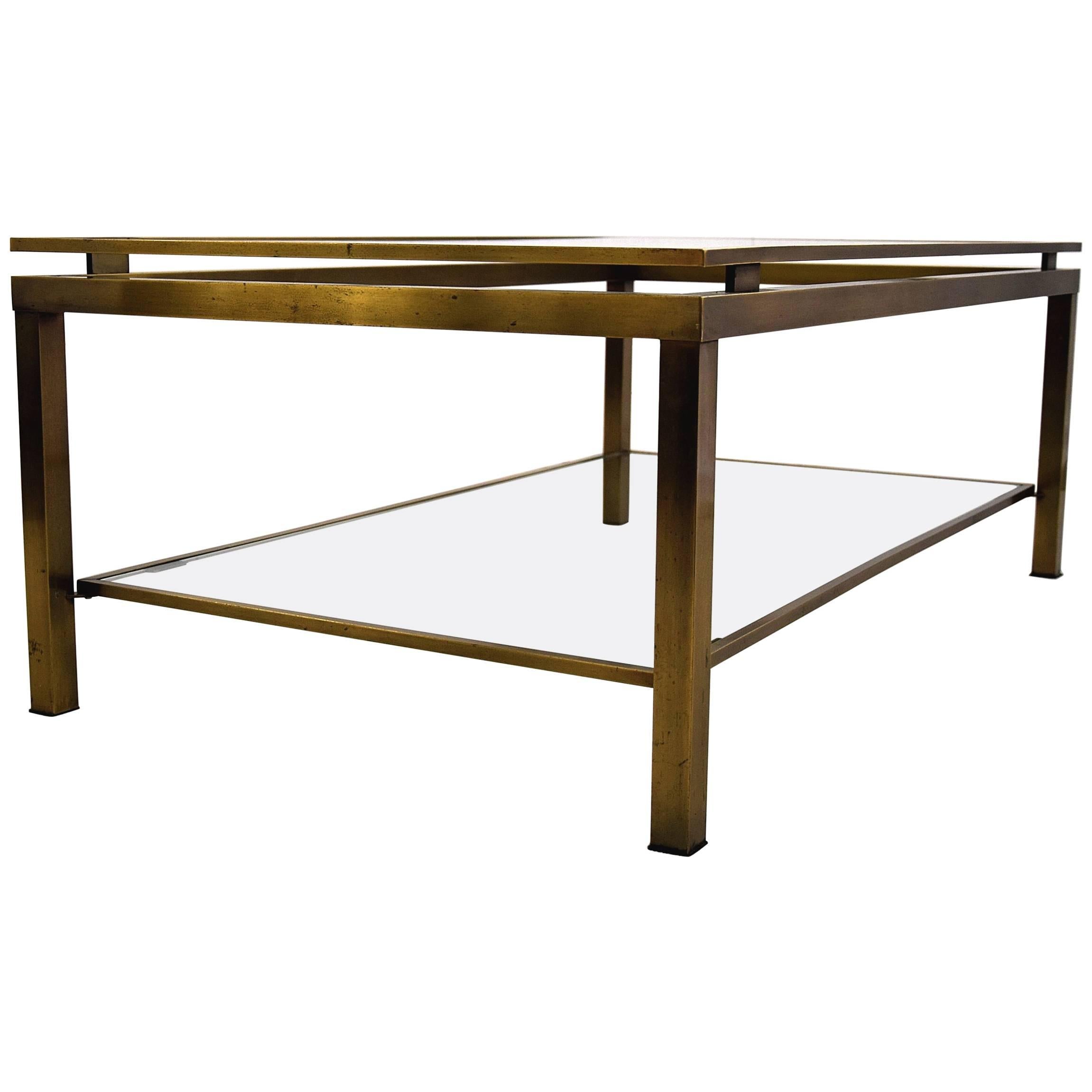 Sophisticated Maison Jansen Brass 1970s Two-Tier Coffee Table