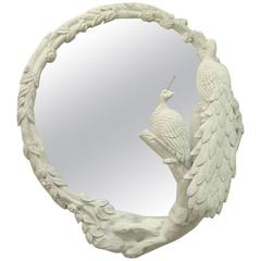 Vintage White Carved Peacock Mirror 5