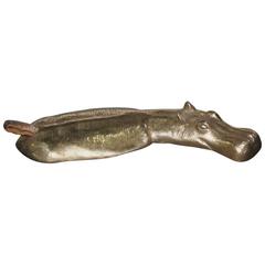 Hippo Sculpture in Polished Brass, 1970s