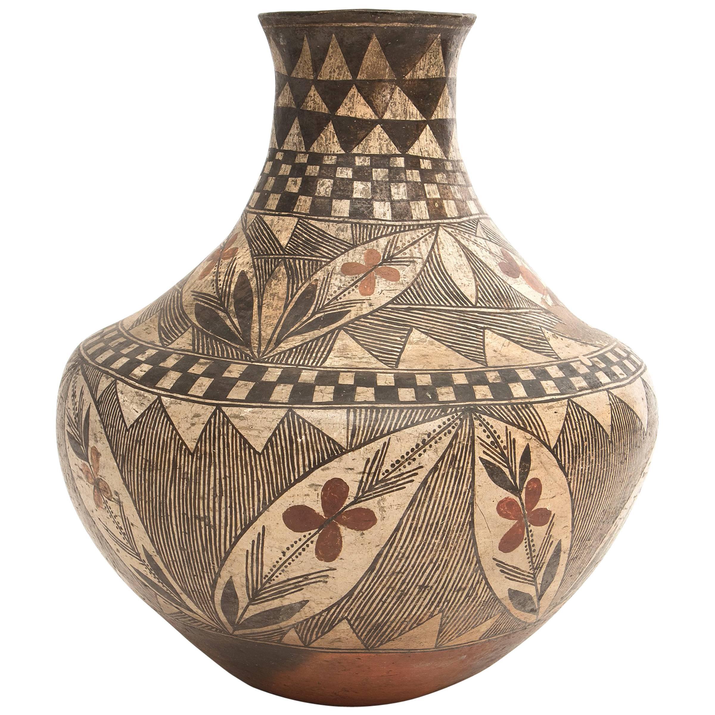 Antique Southwestern Native American Pottery Jar, Isleta Pueblo