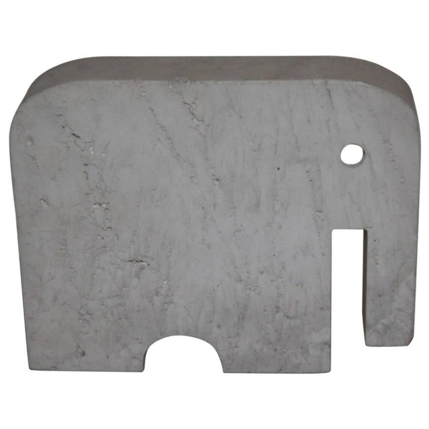 Travertine Marble Elephant Minimal and Rational Sculpture