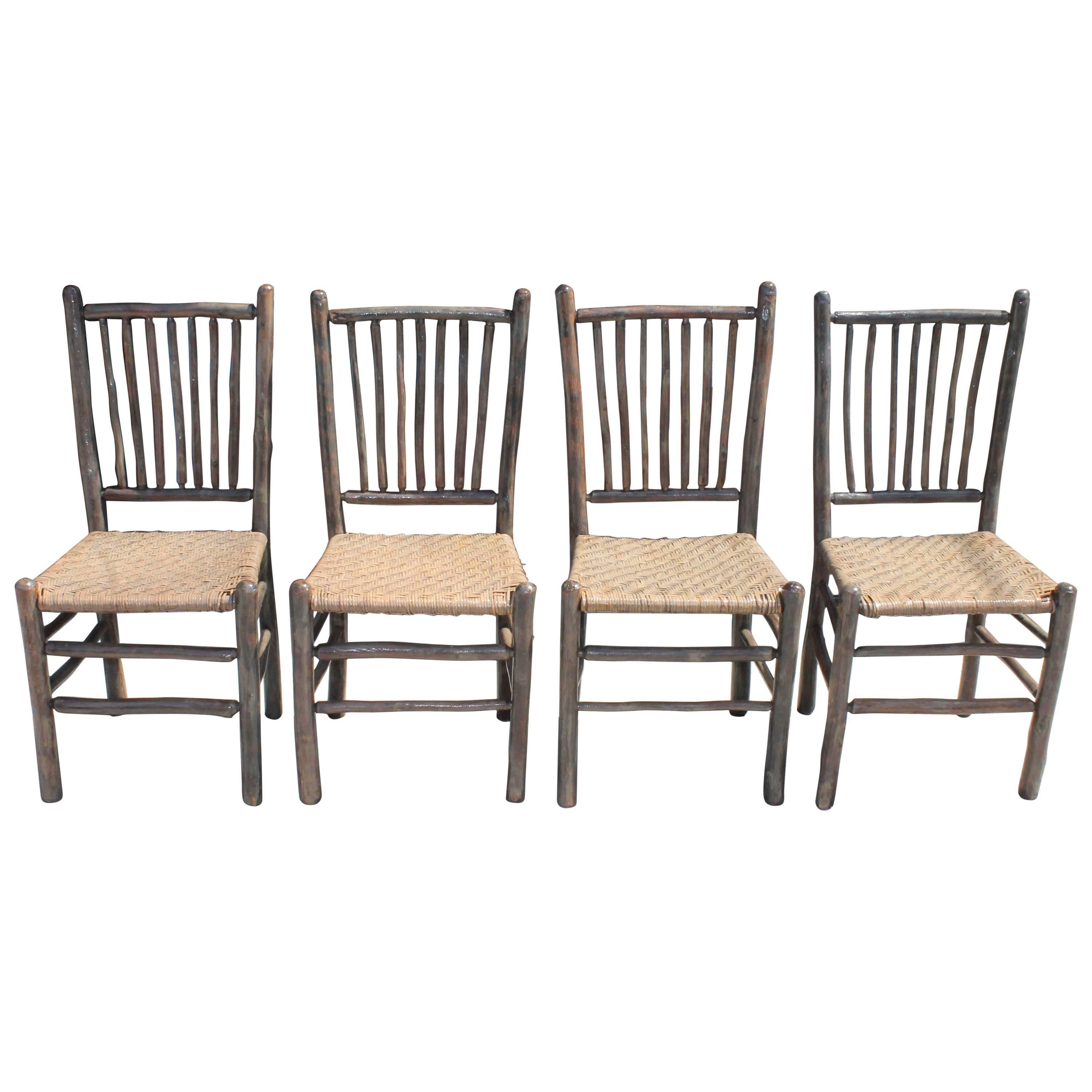 Signed Old Hickory Original Grey Painted Hickory Chairs