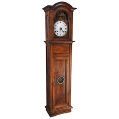 Antique 19th Century French Tall Long Case Cherrywood Clock