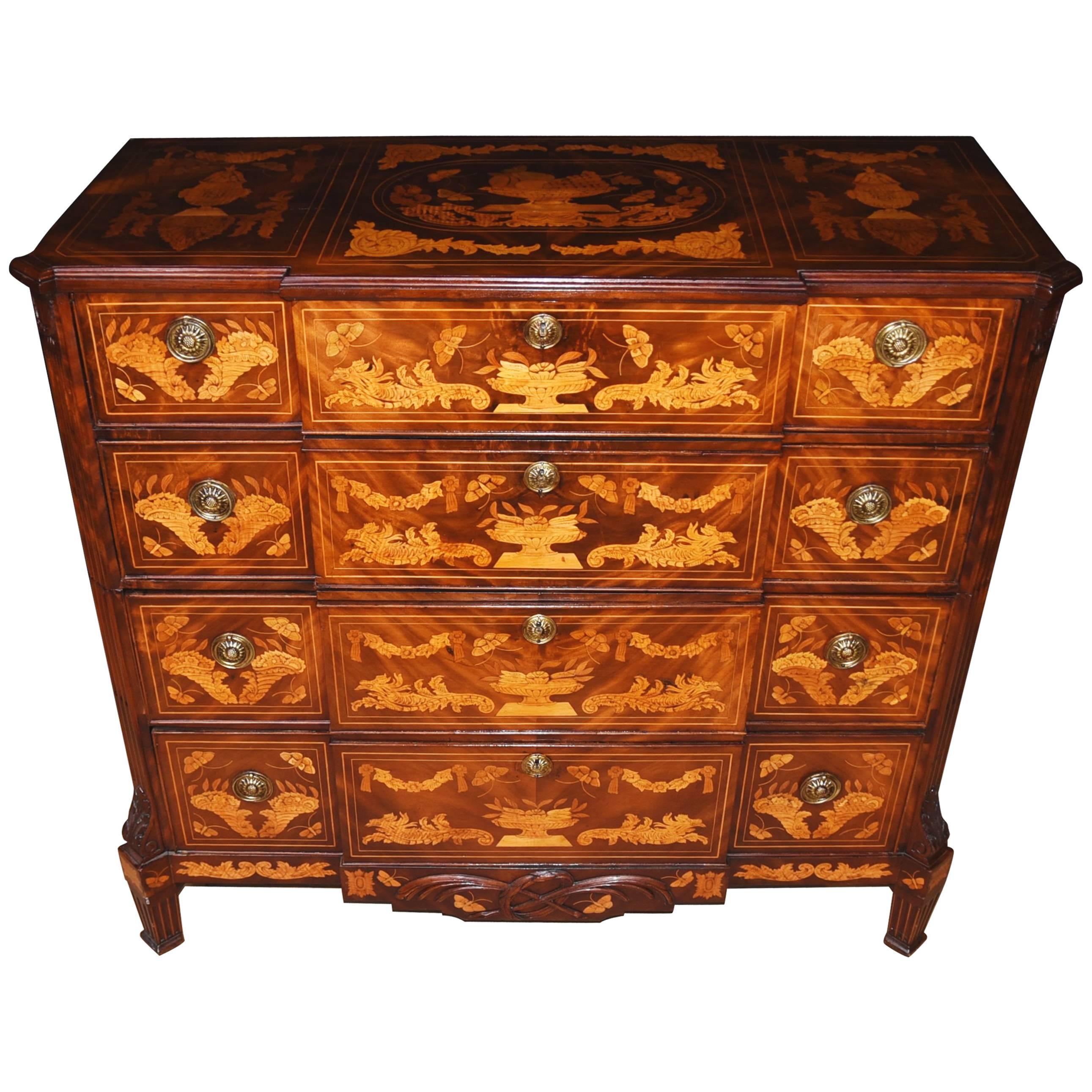 Antique Dutch Marquetry Chest of Drawers Commode Chests For Sale