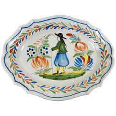 French Faience Quimper Platter Signed Henriot Quimper