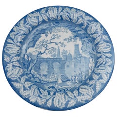 19th Century Blue and White Staffordshire Plate Clews