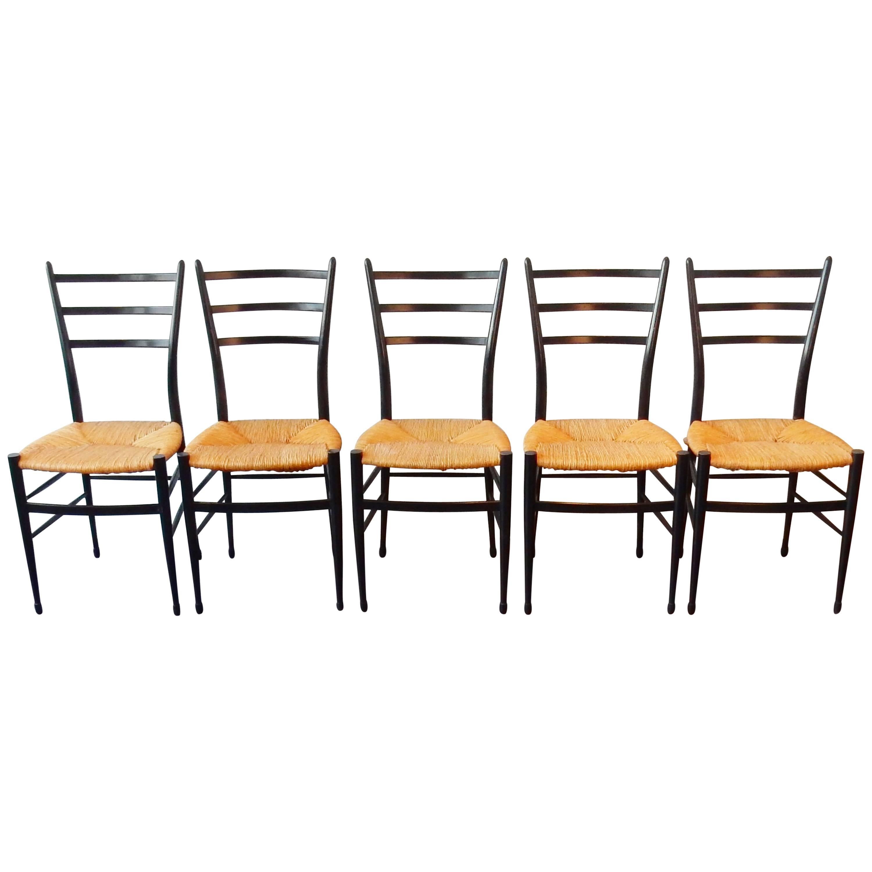 Set of Five 'Spinetto' Dining Chairs by Chiavari, Italy, 1950s