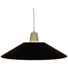 Mid-Century Pendant Light in Black and White Lacquered Metal, 1950s-1960s