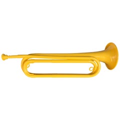 Vintage Bugle Or Trumpet In Bright Yellow Powdercoating