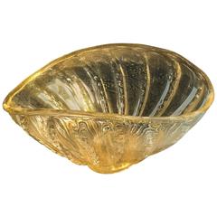 Exceptional Murano Glass Barovier Bowl or Centerpiece with Gold Flakes