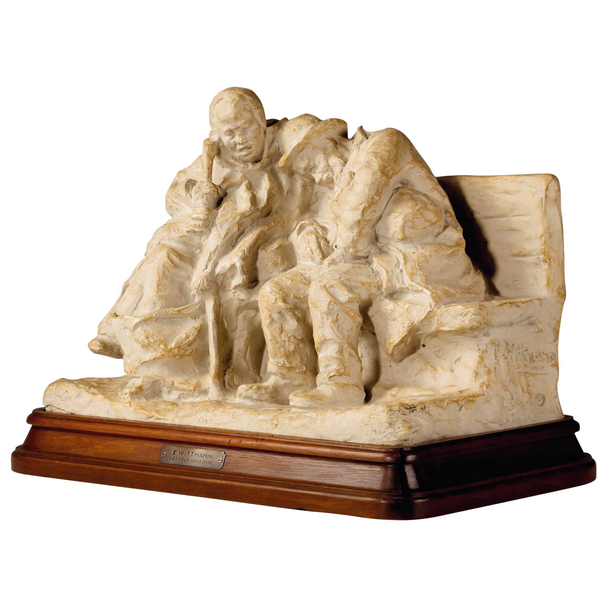 Joseph et Pierre Mougin, Nicolas-Ernest Wittmann, une sculpture de Grès, Signé en vente
