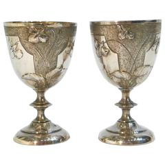 Antique Anonymous, an Art Nouveau Pair of Silver Egg Cups
