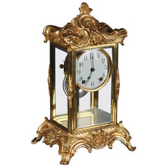 Orologio da camino del XIX secolo con doratura a fuoco di Napoleone III