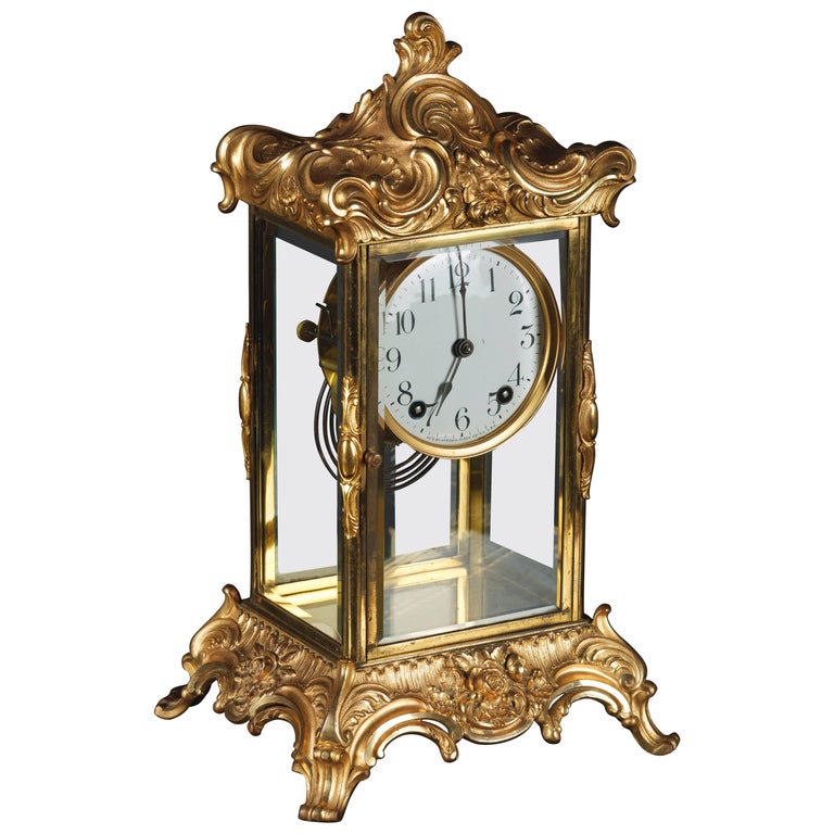 19th Century Napoleon III FireGilt Fireplace Clock For Sale at 1stDibs