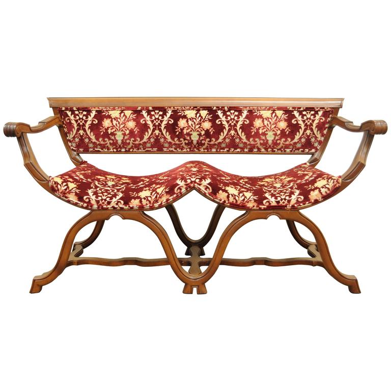 Vintage Hollywood Regency Double Curule XForm TwoSeat Savonarola
