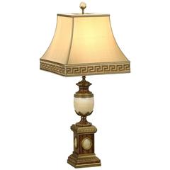 Antique Neoclassical Brass and Onyx Table Lamp