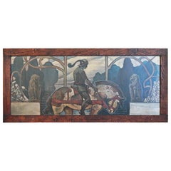 "Knight on Horseback, " Arts & Crafts and Art Nouveau Medieval Revival Mural