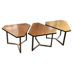 Set of Three Vintage Triangular Side Tables by Metropolitain