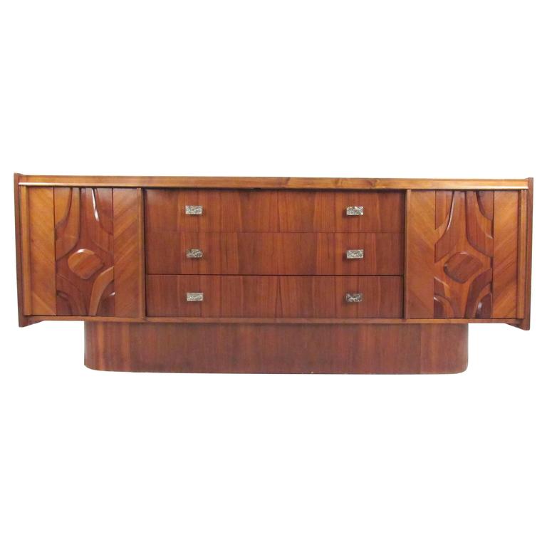 Exceptional MidCentury Modern Dresser with Diamond Front at 1stdibs
