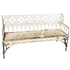 White Painted Cast Aluminum Gothic Bench 6