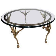 Art Deco Round Brass and Glass Coffee Table