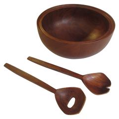 Henning Koppel for Georg Jensen Teak Salad Bowl and Servers