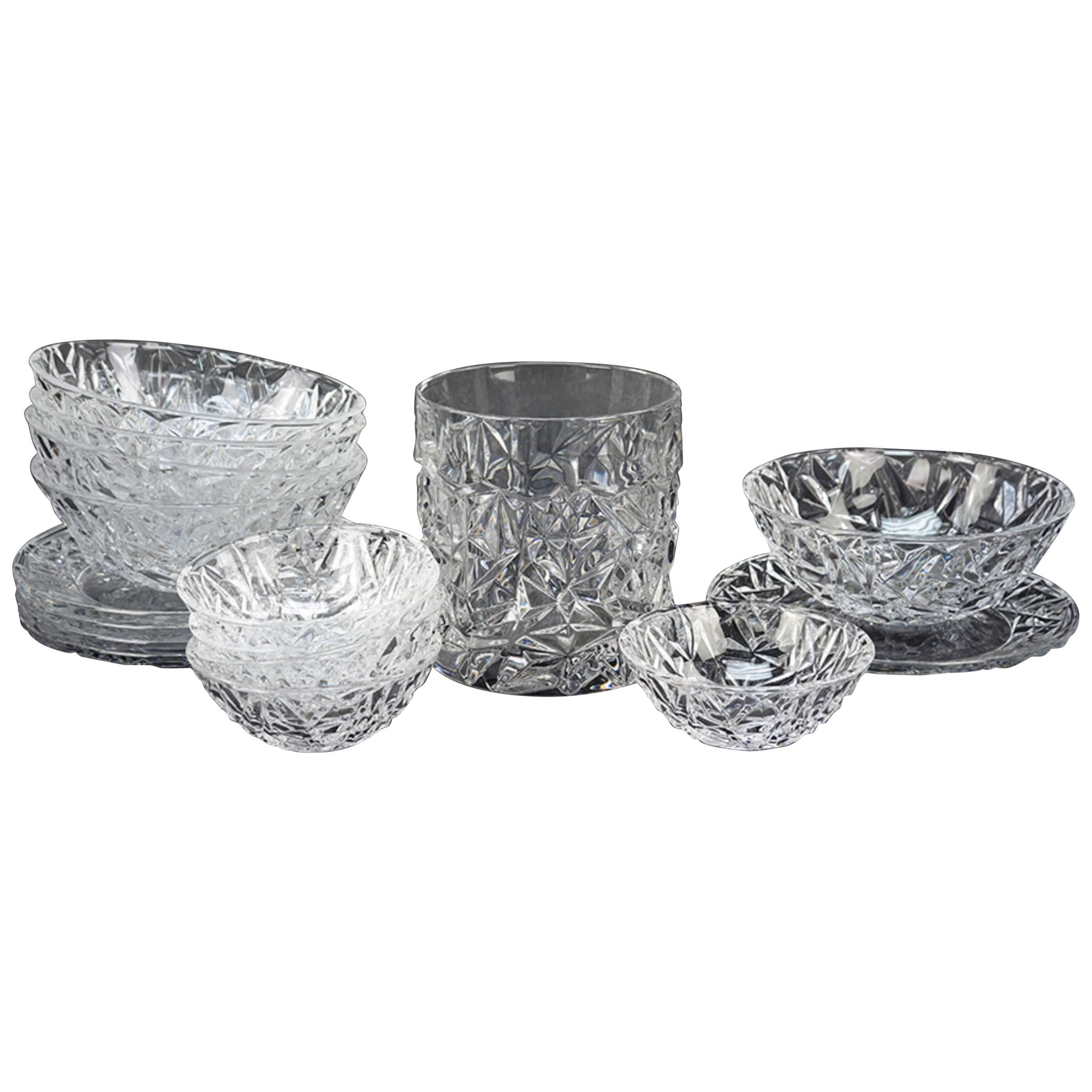 Collection of Tiffany Crystal in the Rock Cut Pattern, Ice Bucket and Much More For Sale
