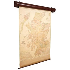 Blacks Large Tourist Map of Scotland in Retractable Mahogany Case