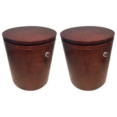 Pair Nightstand/ end Tables Book-matched olive wood Cabinets