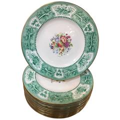 Set of 12 Wedgwood Hand-Painted Service Plates Artist Signed 10