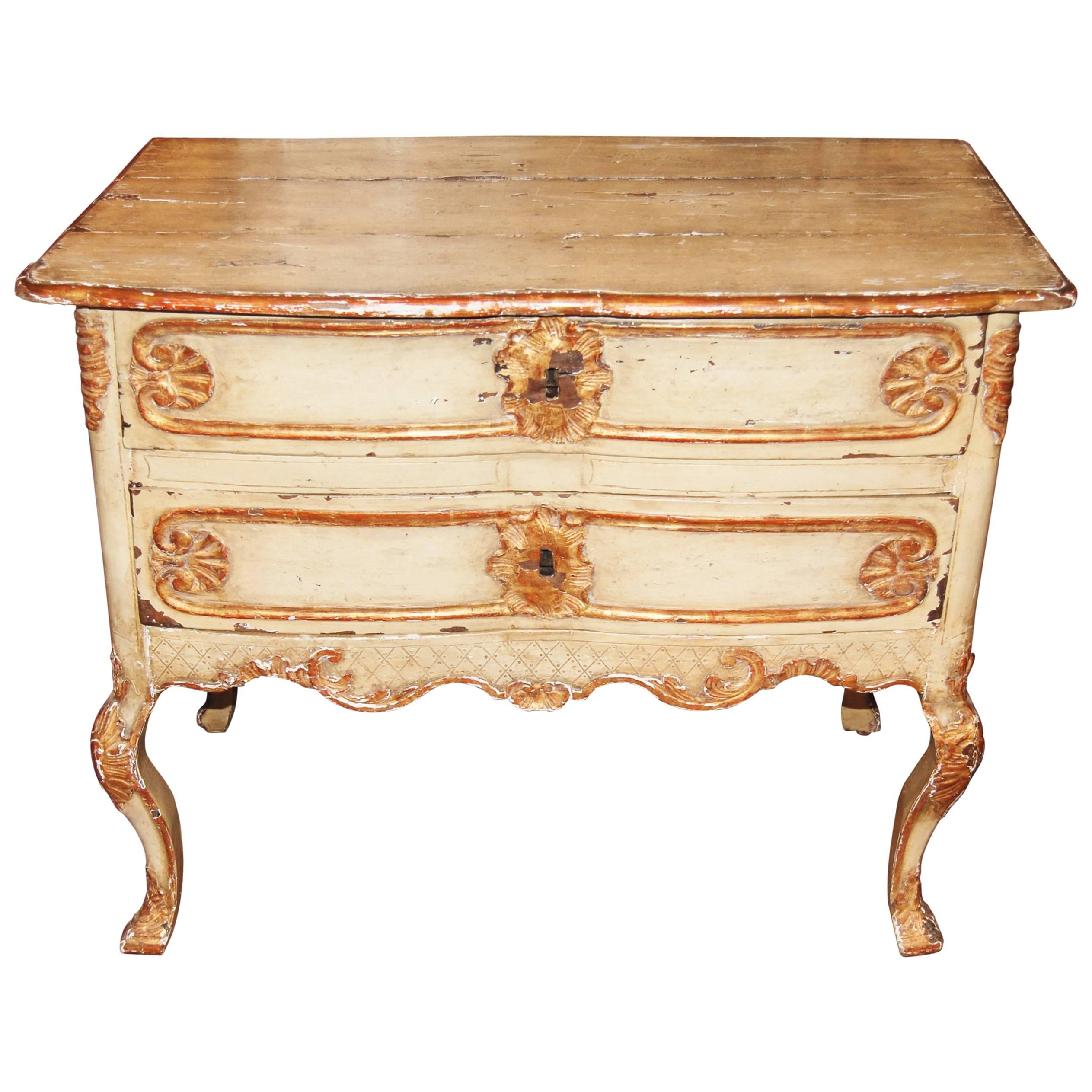 19th Century Painted and Gilded Petit Commode For Sale