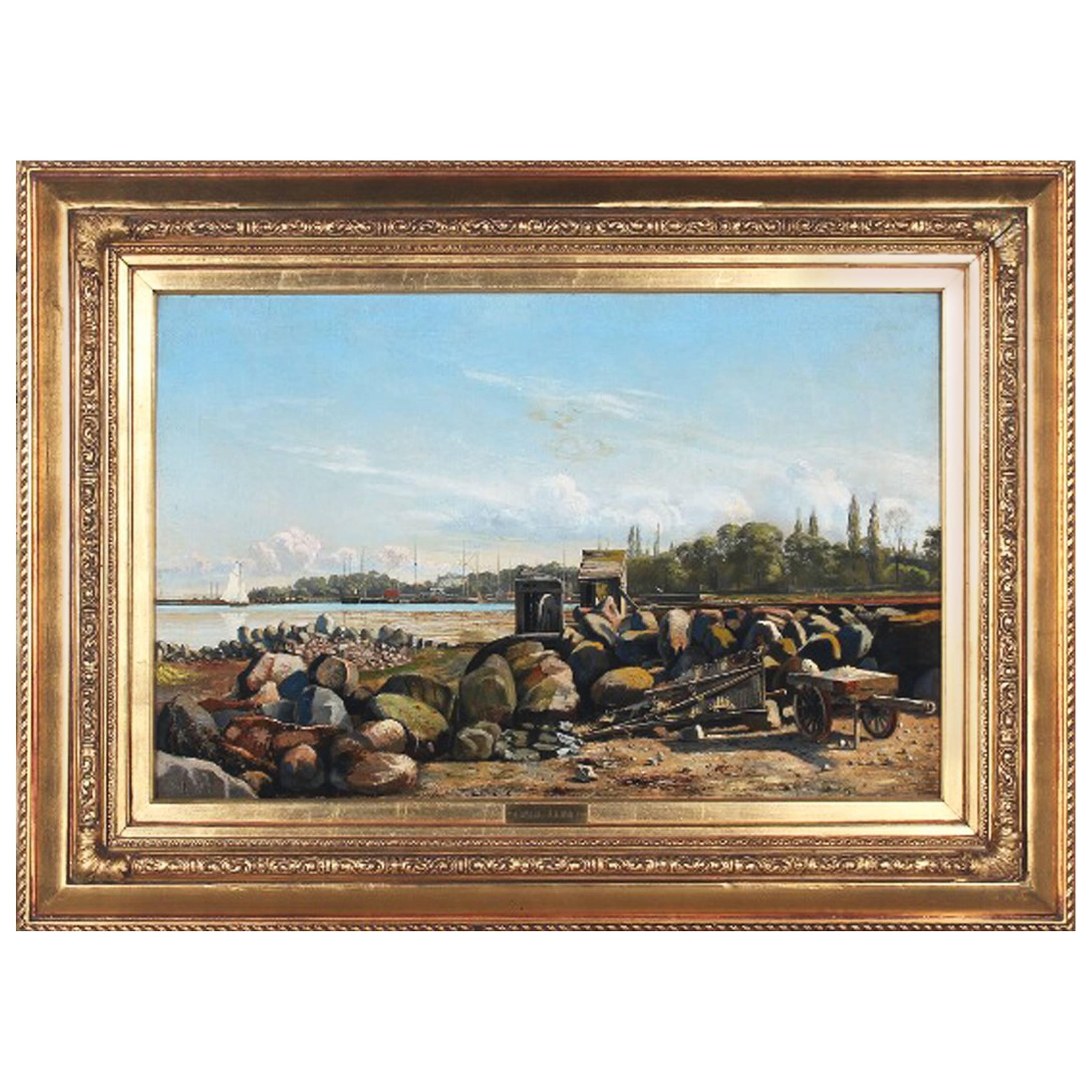 Danish 19th Century Coastal Landscape Painting by Carl Lund For Sale