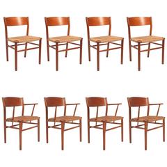 Børge Mogensen Teak and Seagrass Dining Chair Set