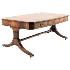 Antique English Regency-Style Library Table, Early 20th Century