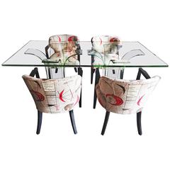 1940s Modern Age Glass Dining table and Chair Set