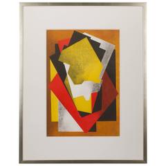 Jacques Villon Color Aquatint Cubist Composition, 1927 Signed