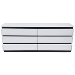 1970s Gloss White Lacquered Dresser by Rougier 4