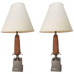 Pair of French "Corn" Lamps