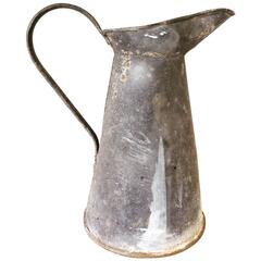 Antique English Zink Galvanized Jug Pitcher Vase