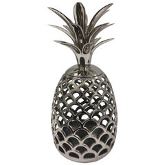 Retro Pineapple Polished Nickel Candle Holder