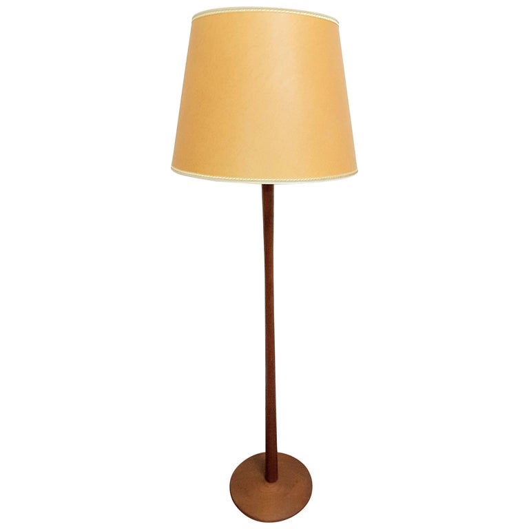 Mid Century Danish Teak Floor Lamp With, Tapered Floor Lamp