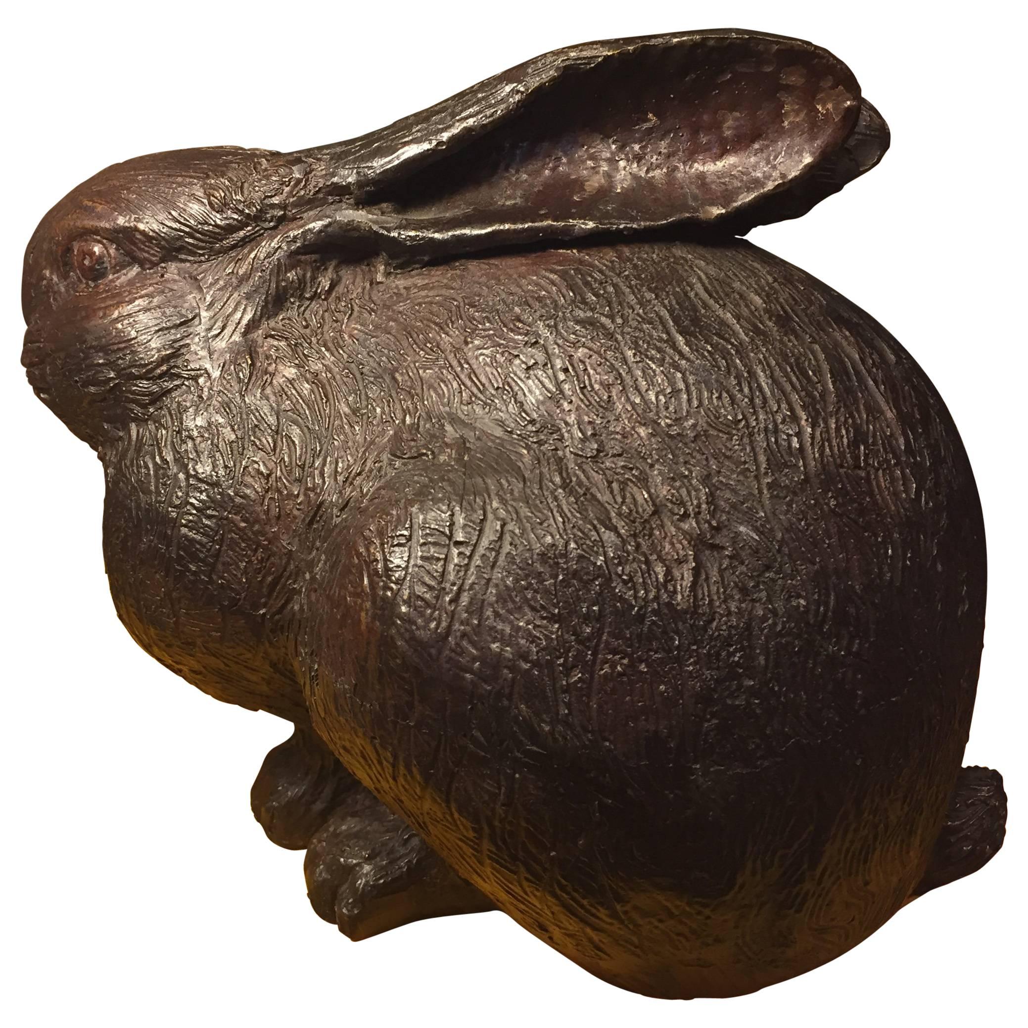 Japan Big Eared RABBIT Antique Garden Bronze with Fine Details