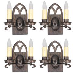 One of Four Spanish Revival Double Light Sconces with Arched Top