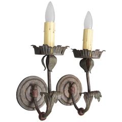 Elegant Pair of 1920s Spanish Revival Single Light Sconces