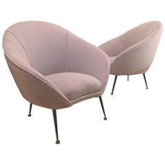 Pair of Federico Munari Velvet Armchairs for Isa 7