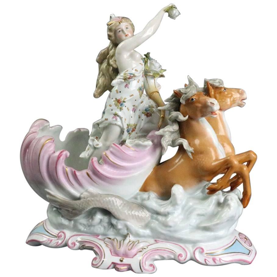 Antique German Meissen School Sea Nymph Figural Group, circa 1880