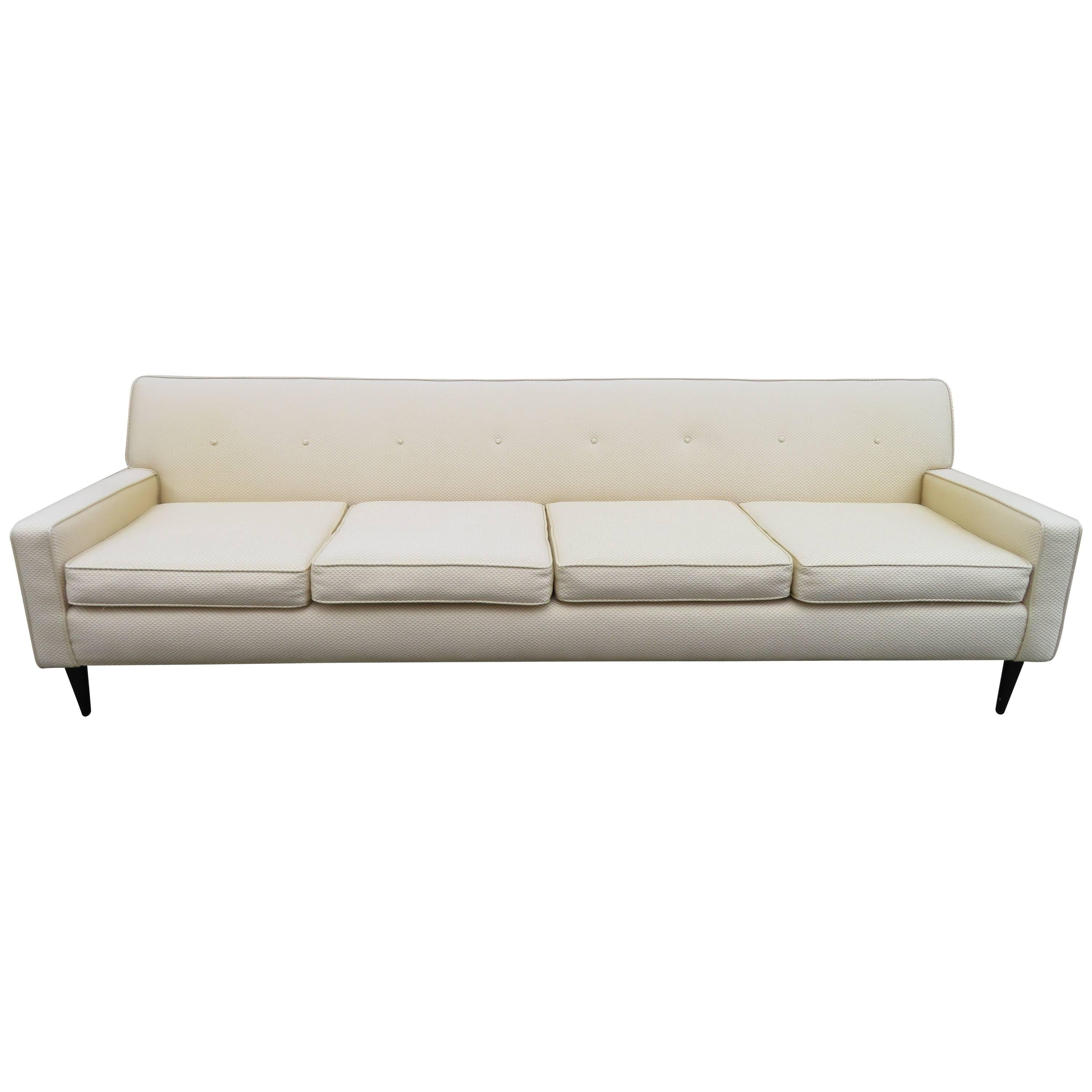 Handsome Harvey Probber Style Four-Seat Sofa, Mid-Century Modern For Sale