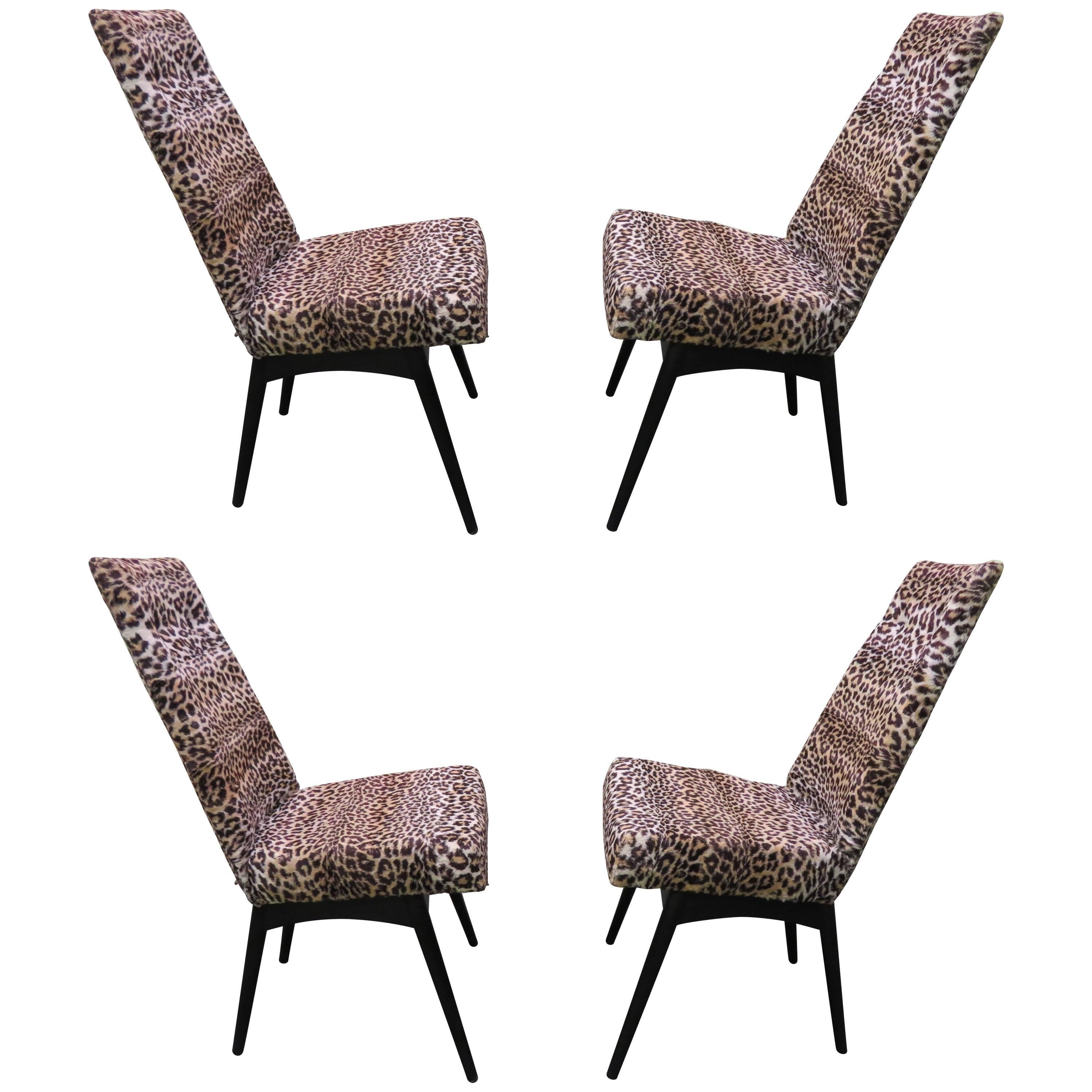 Fantastic Set Four Adrian Pearsall Lacquered Dining Chairs Mid-Century Modern For Sale