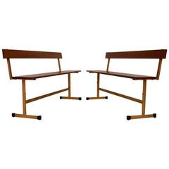 Pair of Vintage Teak Folding Benches by Ladderax